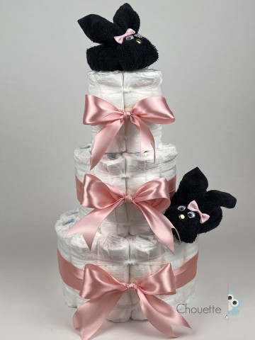 Luiertaart konijnen zwart donker poeder roze