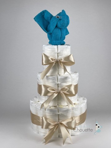 Luiertaart olifant aqua blauw   beige