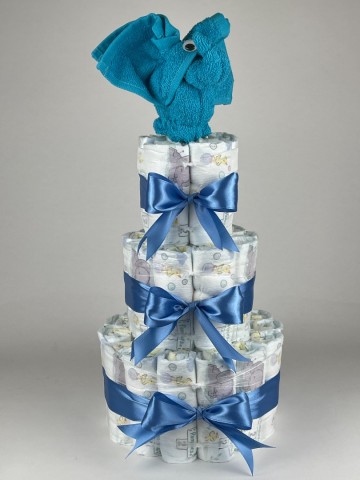 Luiertaart olifant aqua blauw   diep blauw   2