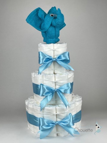 Luiertaart olifant aqua blauw   hemels blauw