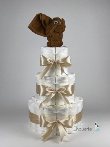 Luiertaart olifant clay bruin   beige