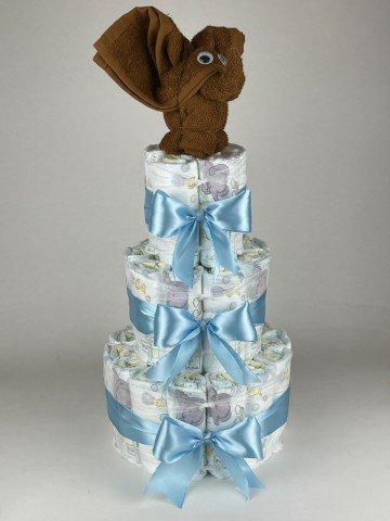 Luiertaart olifant clay bruin   blauw  2