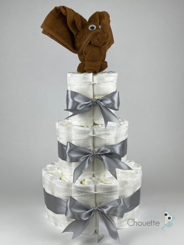 Luiertaart olifant clay bruin   grijs