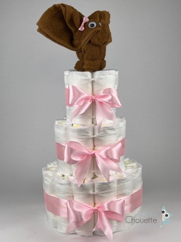 Luiertaart olifant clay bruin   roze