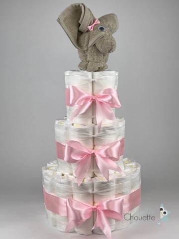 Luiertaart olifant cream   roze