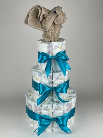 Luiertaart olifant cream beige   petrol