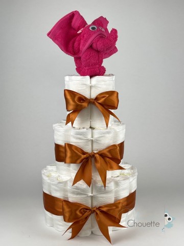 Luiertaart olifant fuchsia roze   koper