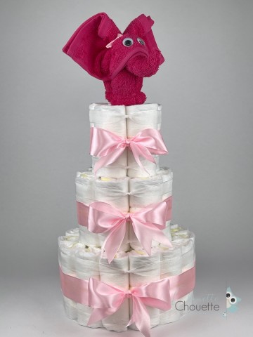 Luiertaart olifant fuchsia roze