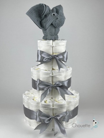 Luiertaart olifant grey blue   grijs