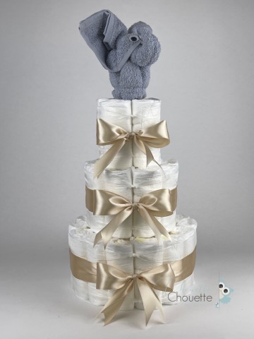 Luiertaart olifant grijs   beige