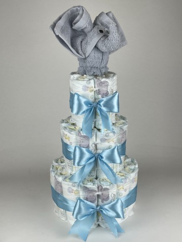 Luiertaart olifant grijs   blauw   2