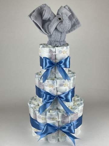 Luiertaart olifant grijs   diep blauw   2