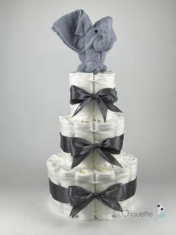 Luiertaart olifant grijs   donker grijs
