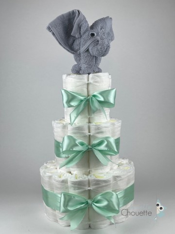 Luiertaart olifant grijs   groen