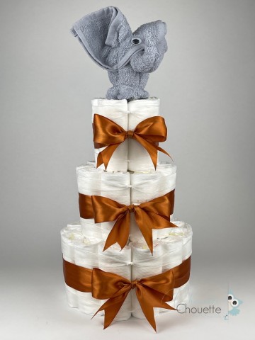 Luiertaart olifant grijs   koper