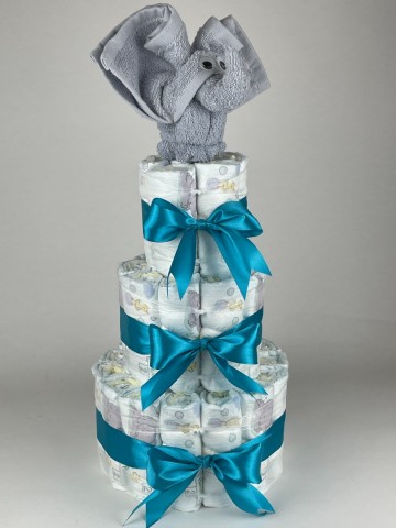 Luiertaart olifant grijs  petrol   2