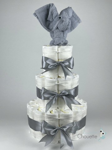 Luiertaart olifant grijs