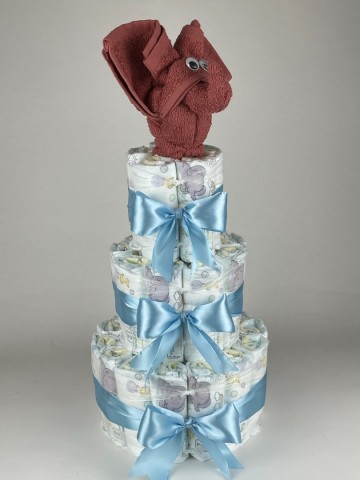 Luiertaart olifant koper   blauw  2