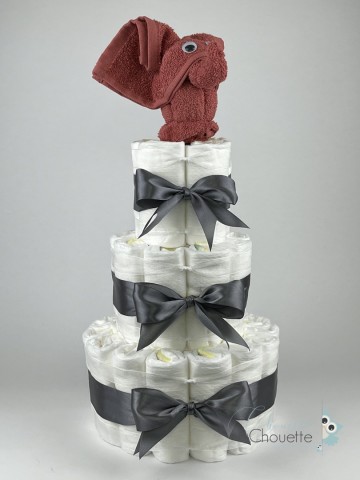 Luiertaart olifant koper   donker grijs