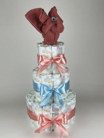 Luiertaart olifant koper   donker poeder roze   blauw   2