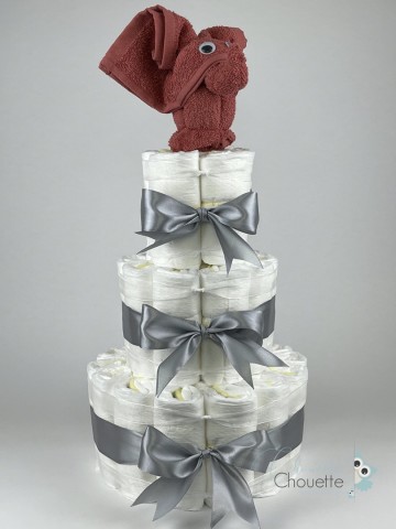 Luiertaart olifant koper   grijs