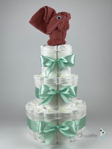 Luiertaart olifant koper   groen