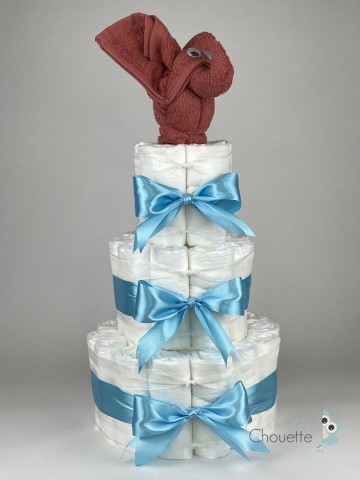 Luiertaart olifant koper   hemels blauw