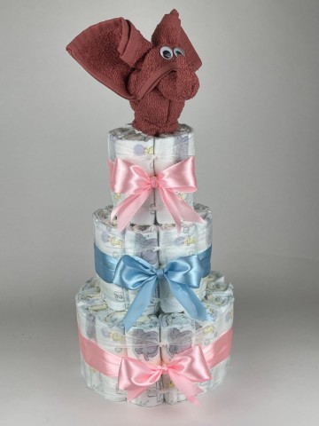 Luiertaart olifant koper   roze   blauw   2