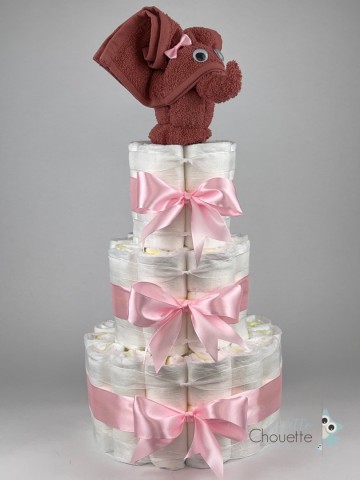 Luiertaart olifant koper   roze