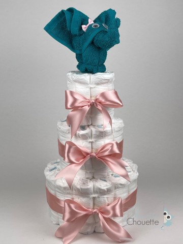 Luiertaart olifant lake groen   donker poeder roze