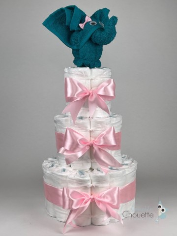 Luiertaart olifant lake groen   roze