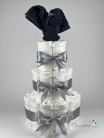 Luiertaart olifant navy donker blauw   grijs