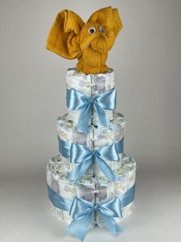 Luiertaart olifant oker   blauw  2