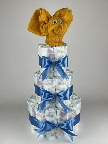 Luiertaart olifant oker   diep blauw   2