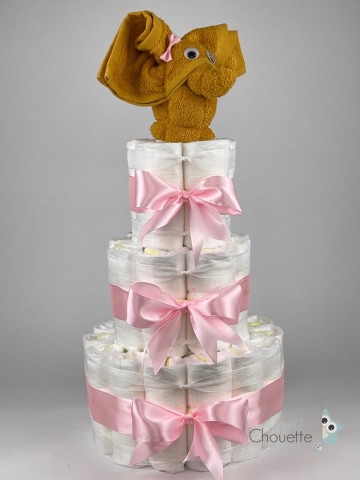 Luiertaart olifant oker   roze