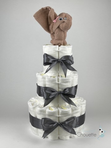 Luiertaart olifant pinkstone   donker grijs