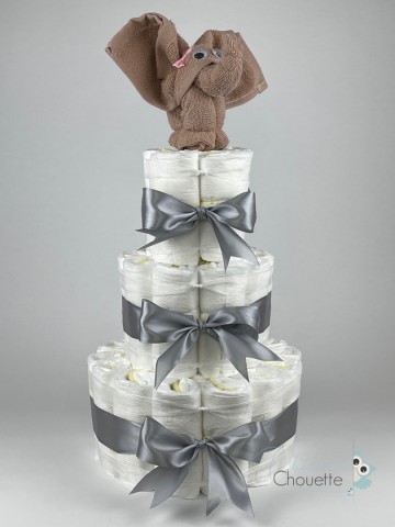 Luiertaart olifant pinkstone   grijs