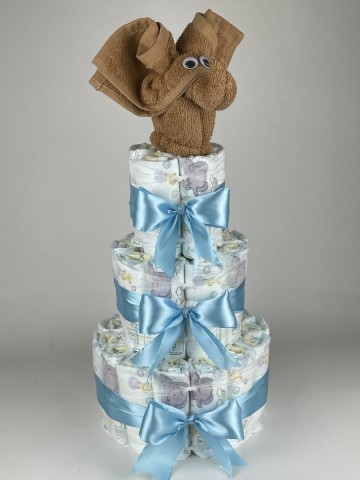 Luiertaart olifant sand   blauw  2