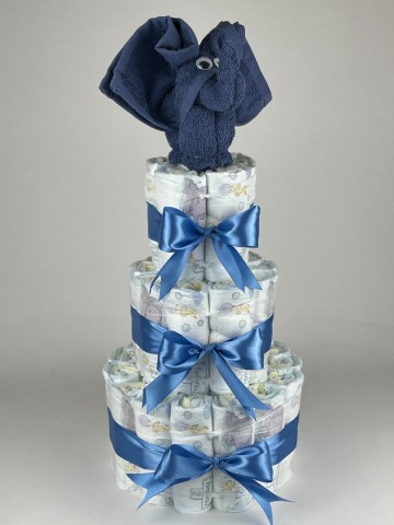 Luiertaart olifant silk blauw   diep blauw   2