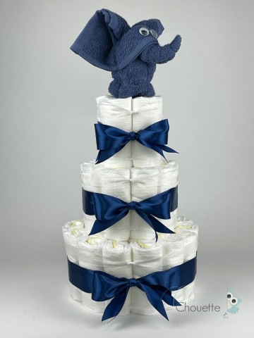 Luiertaart olifant silk blauw   donker blauw