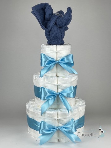 Luiertaart olifant silk blauw   hemels blauw