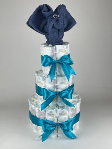 Luiertaart olifant silk blauw   petrol   2