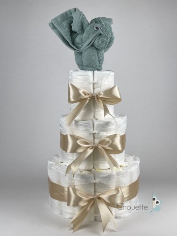 Luiertaart olifant stone groen   beige