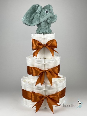 Luiertaart olifant stone groen   koper