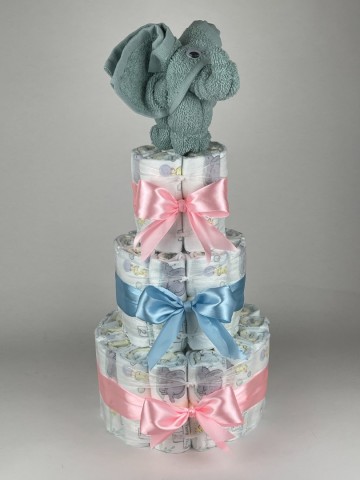 Luiertaart olifant stone groen   roze   blauw   2