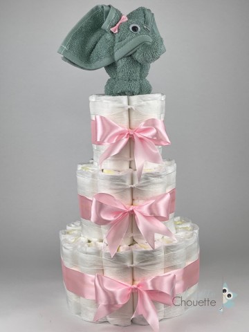 Luiertaart olifant stone groen   roze