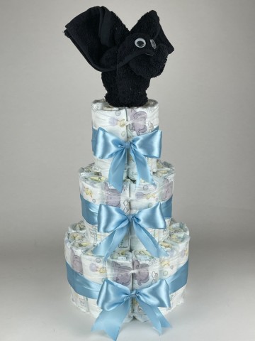 Luiertaart olifant zwart   blauw  2