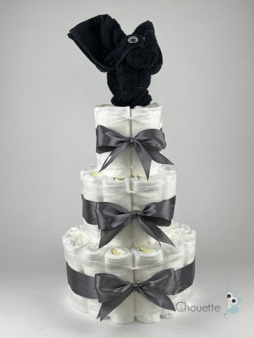 Luiertaart olifant zwart   donker grijs