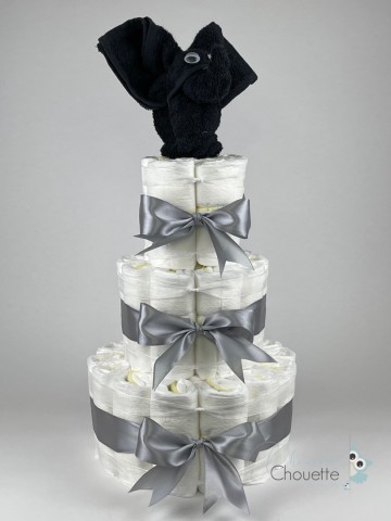 Luiertaart olifant zwart   grijs