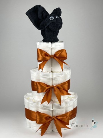 Luiertaart olifant zwart   koper